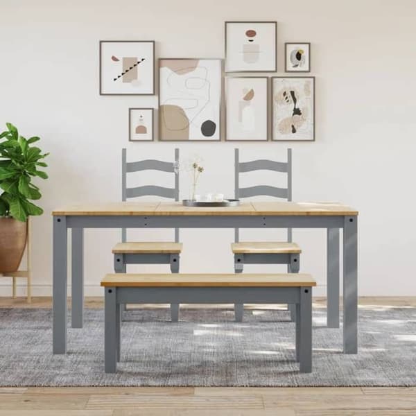 Maison Exclusive - Panama harmaa ruokapöytä 160x80x75 cm massiivipineä Grå