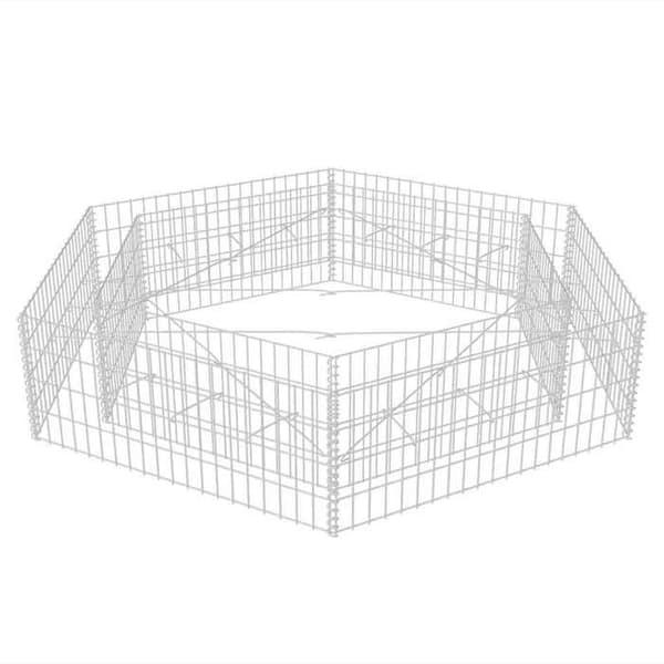 Maison Exclusive - Hexagonal gabion hævet seng 200x173x40 cm silver-