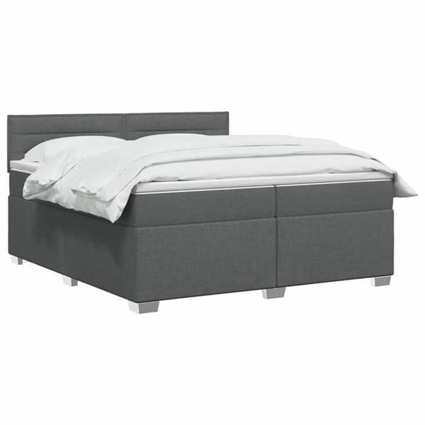 Maison Exclusive - Boxspring seng med madras Mørkegrå 200 x 200 cm Stof
