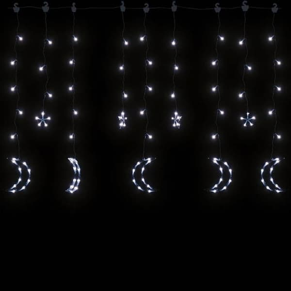 Lysguirlande - EKSKLUSIV HUS - Stjerne & Måne - 138 LED - 8 effekter - 3 m USB 5V kabel
