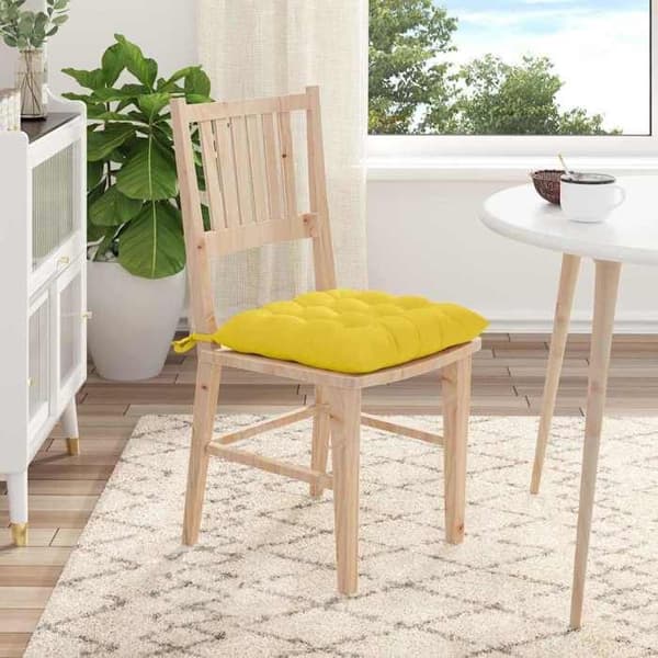 Sædehynder - EKSKLUSIV HUS - Sæt af 4 - 40 x 40 x 6 cm - Lys gul - Polyesterfyld Ljus gul