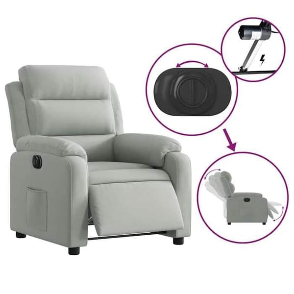 Maison Exclusive - Elektrisk recliner i lys grå velour