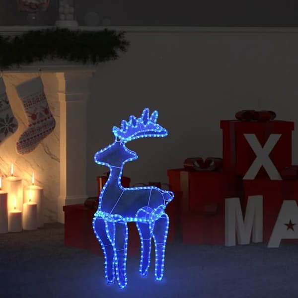 Julepynt - EKSKLUSIV HUS - Rensdyr 306 LED - Blå - 60x24x89 cm - PVC/stål Blå
