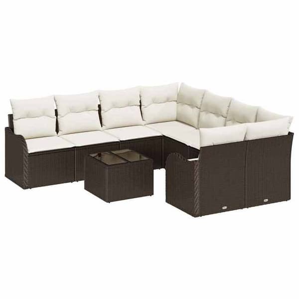 Maison Exclusive - 9-delars trädgårdsoff-set 8-sits Brown