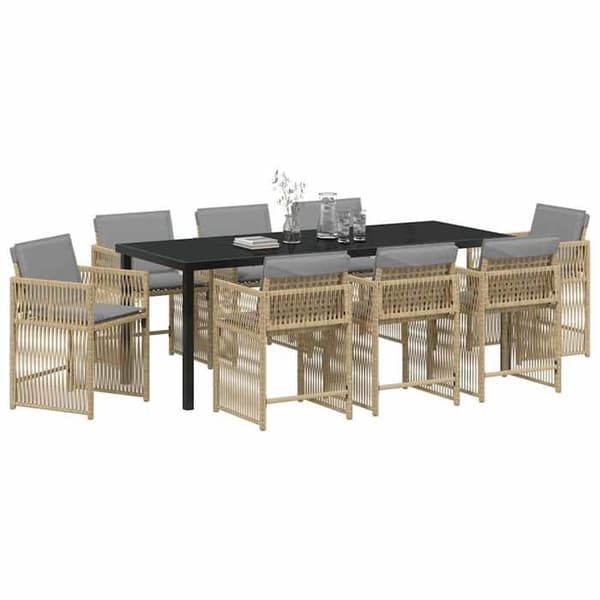 Maison Exclusive - 9 pc spisestue sæt til haven i beige polyrotin beige