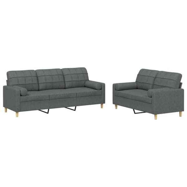 Maison Exclusive - Sæt af 2 sofaer med mørkegrå puder i stof