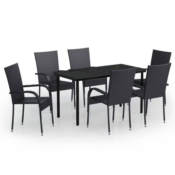 Maison Exclusive - Have spisebordssæt 7 dele Sort