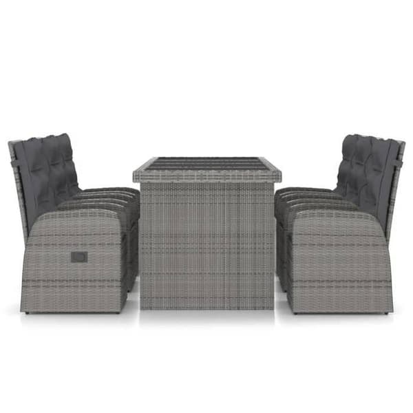 Maison Exclusive - Havegruppe 7 dele med puder, flettræ Grey Grå
