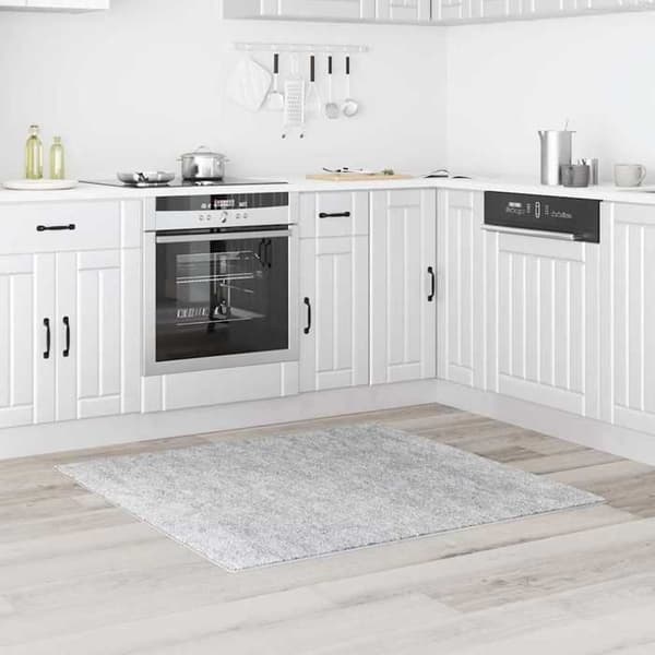 Tæppe - EKSKLUSIV HUS - 120 x 120 cm - Shaggy - Antiskrid - Grå Grå