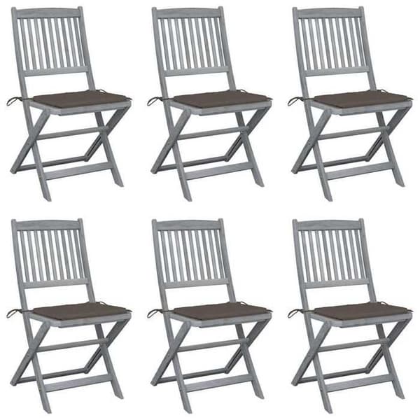 Maison Exclusive - Fällbara utomhusstolar set om 6 och kuddar i akaciaträ
