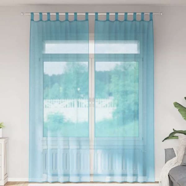 Maison Exclusive - Gardiner i voile med ringe 2 stk turkis