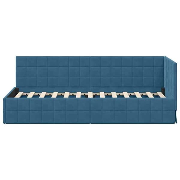 Vinkel sengestel - EKSKLUSIV HUS - Velour - 80 x 200 cm - Blå - Justerbar hovedgærde Blå