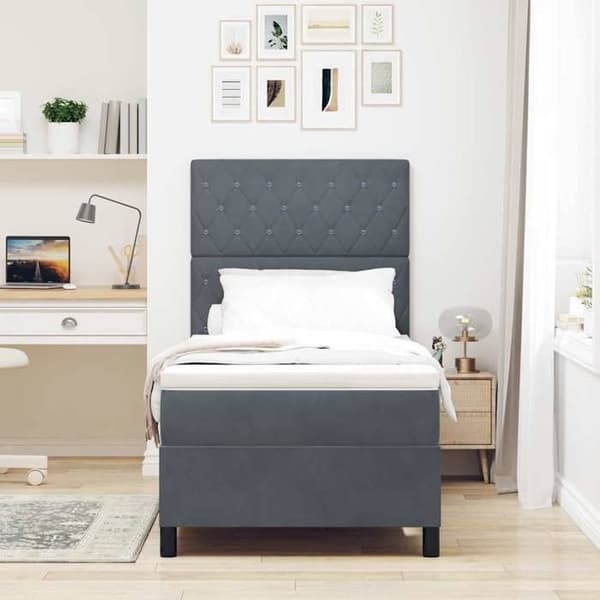 Maison Exclusive - LED-jousipatja tummanharmaalla 90 x 190 cm sametilla Mörkgrå