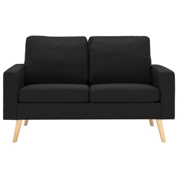 Sofa sæt - MAISON EXCLUSIVE - Sæt 2 stk - Polyester stof - Sort - Træramme Svart