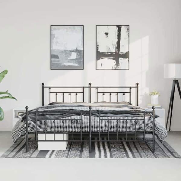 Sengestel - EKSKLUSIV HUS - 193x203 cm - Sort - Metal - Lamelseng, opbevaring under seng Svart