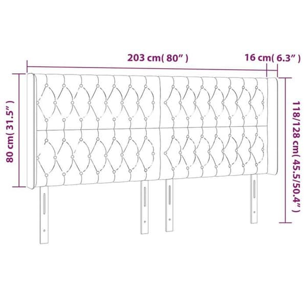 Maison Exclusive - LED-päätyharso Tummanharmaa 203x16x118/128 cm Sametti mörkgrå