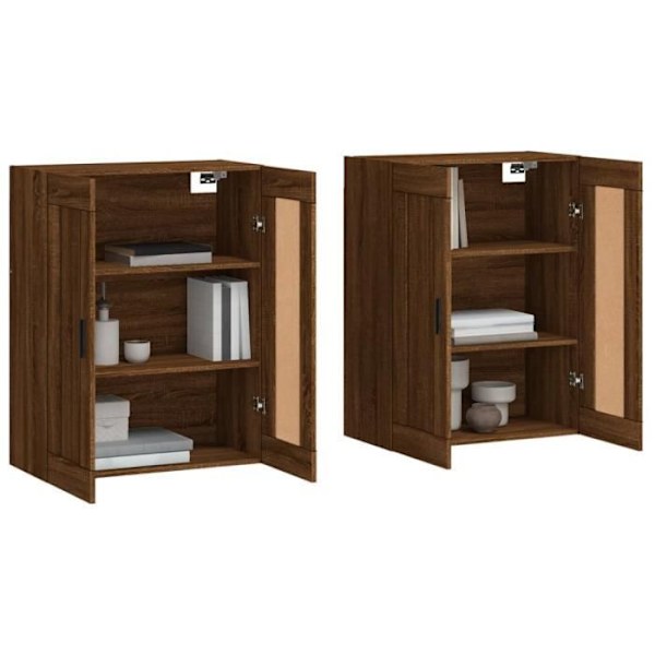 Vægskab - Brun Eg - 2 døre - Konstrueret træ - 90 cm - Moderne Brun