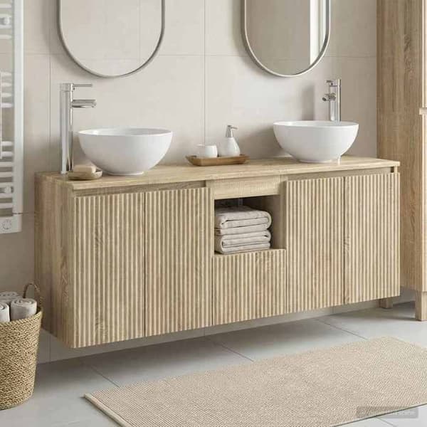 Maison Exclusive - Badeværelsesskabssæt 3 stk Sonoma Eg