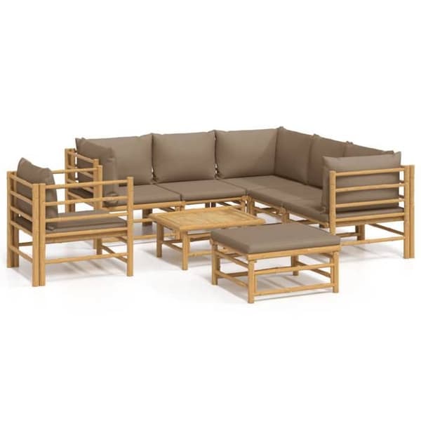 Maison Exclusive - Trädgårdsmöbler 8 delar med taupe kuddar i bambu