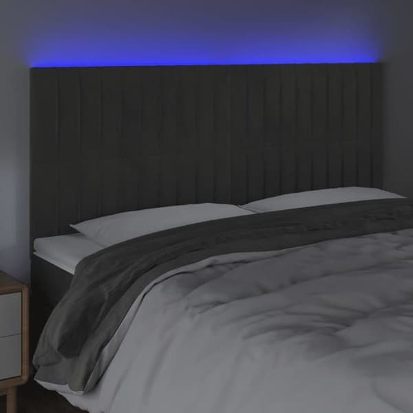 Maison Exclusive - LED Hovedgærde Mørkegrå 200x5x118/128 cm Velour mörkgrå