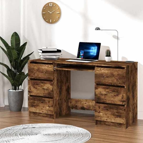 Maison Exclusive - Kontor i røget eg 140x50x77 cm Ingeniørtræ
