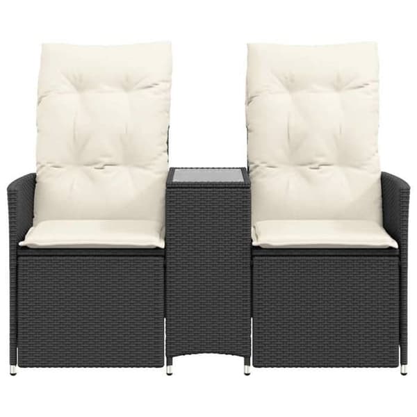 Havemøbel - EKSKLUSIVT HUS - Justerbart - 2 pladser - Sort poly rattan - Indbygget midterbord Svart