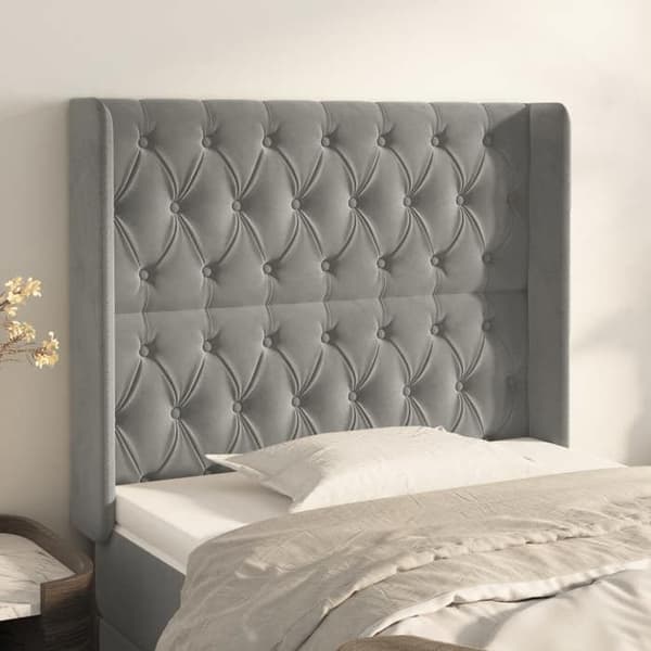 Maison Exclusive - Pääty, jossa korvat, Vaaleanharmaa 93x16x118/128 cm Sametti Ljusgrått
