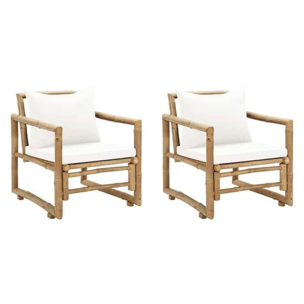Maison Exclusive - Trädgårdsstolar set om 2 med kuddar och kuddar i bambu