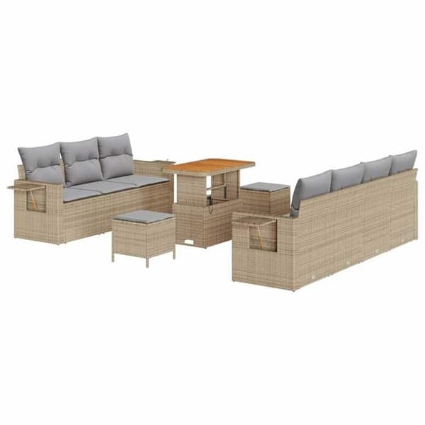 Maison Exclusive - 10 osan puutarhakalustesetti, beige polyrottinki beige