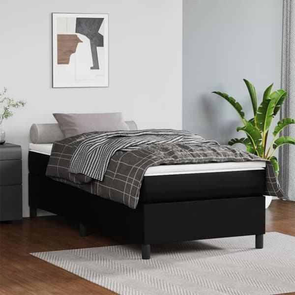 Maison Exclusive - Sengebund med sorte lameller 80x200 cm i kunstlæder