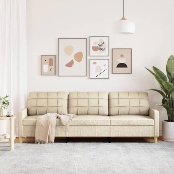 3-personers sofa Creme 210 cm Stof80 [cm] Grädde