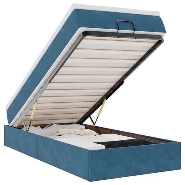 Maison Exclusive - Ottoman sängram med mörkblå madrass 90x190 cm sammet mörkblå