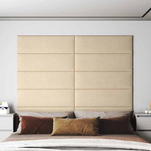 Væghovedgærde - EKSKLUSIV HUS - Rektangulær - 90 x 30 cm - Creme - Stof & ingeniørtræ Grädde