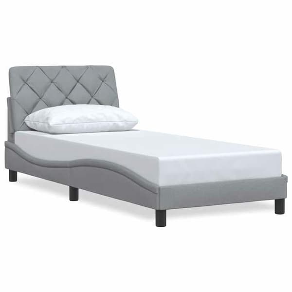 Maison Exclusive - Sängram utan madrass ljusgrå 90x190 cm tyg ljusgrått