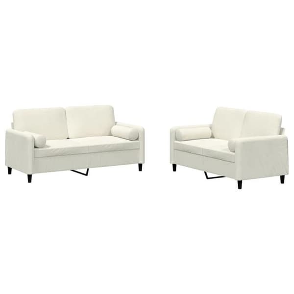 Maison Exclusive - 2 kpl:n sohvasetti, jossa samettiset vaaleanbeige tyynyt