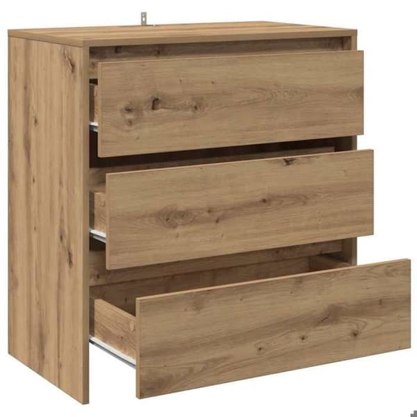 Maison Exclusive - Buffet i egetræ, håndlavet 70x41x75 cm, ingeniørtræ Ek