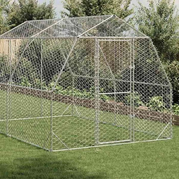 Hønsehus - EKSKLUSIVT HUS - 2,5x4x2,25 m - Galvaniseret stål - Hexagonal net mod rovdyr - Låselig dør