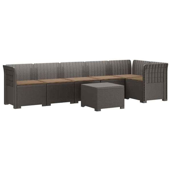 Maison Exclusive - Trädgårdsoffa 6 Platser med Kuddar Rattanlook PP