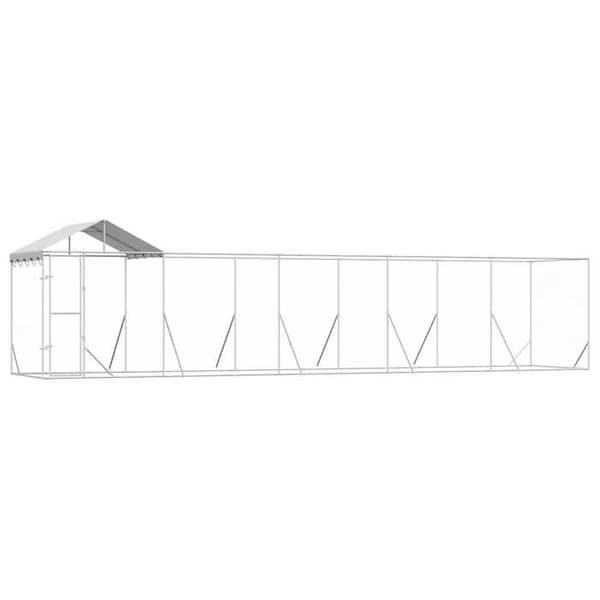 Maison Exclusive - Ulkoilma koirankoppi hopeakatolla 10x2x2,5 m