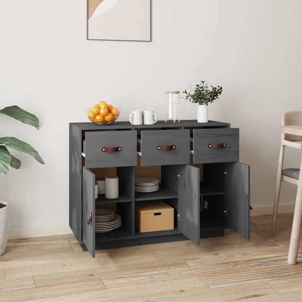 Maison Exclusive - Harmaa buffet 100x40x75 cm Massiivipuu mänty