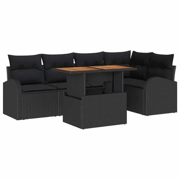Maison Exclusive - 6 osan musta puutarhakalustesarja