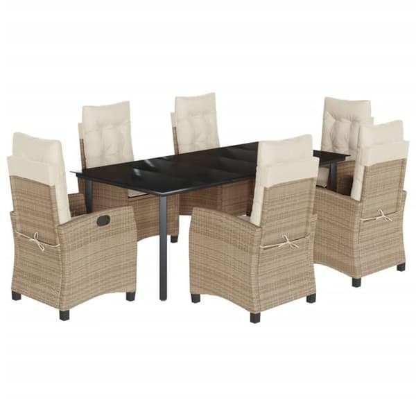 Maison Exclusive - Trädgårdsset med matbord och kuddar 7 delar beige polyrotting