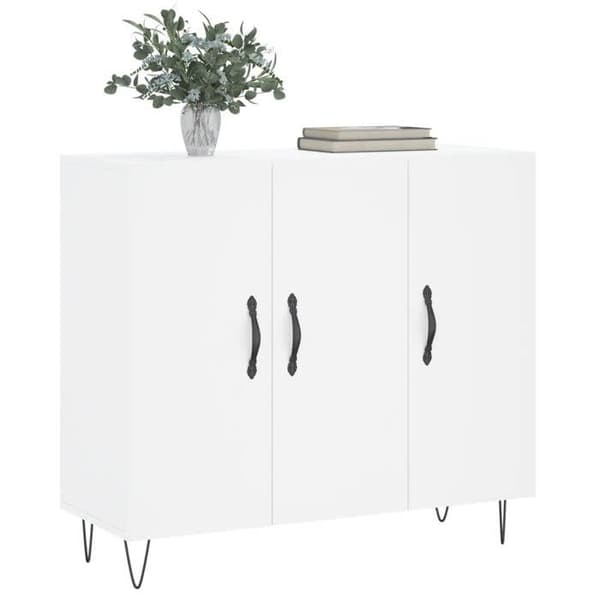 Maison Exclusive - Hvidt buffet 90x34x80 cm ingeniørtræ