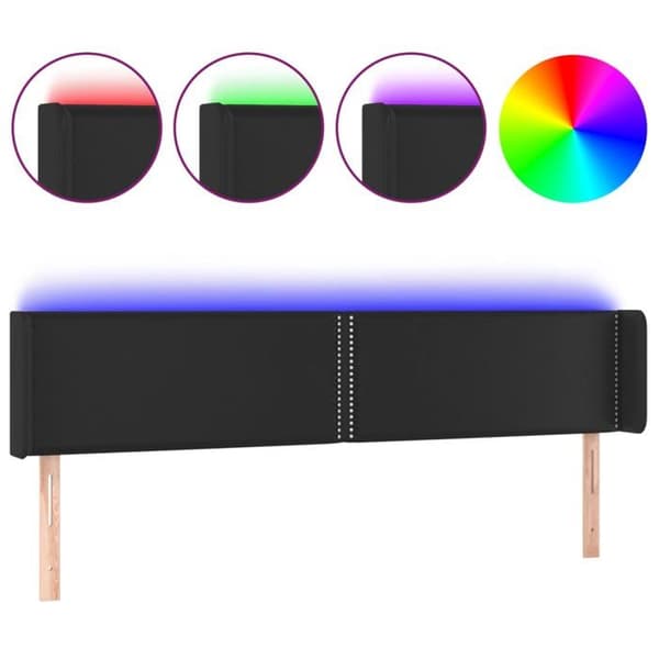 Maison Exclusive - LED Hovedgærde Sort 203x16x78/88 cm Syntetisk Læder