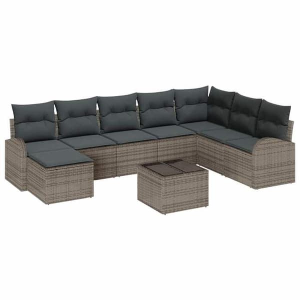 Maison Exclusive - 9 osan sohvasetti harmaa polyrottinki