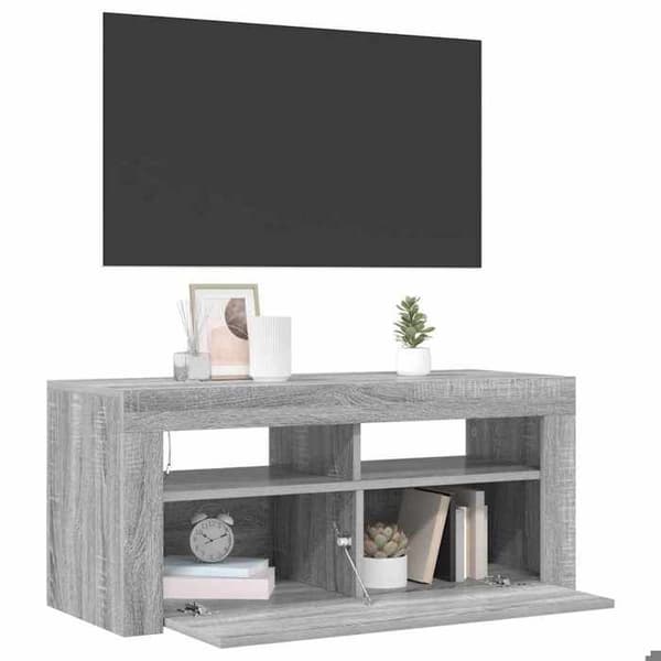 Maison Exclusive - TV-møbel med LED-lys Sonoma grå 90x35x40 cm