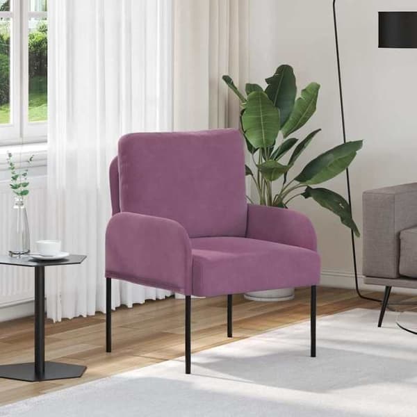 Soffa - EXKLUSIVT HUS - Kudde 55 cm - Purpur - Polyesteröverdrag - Metallben Lila