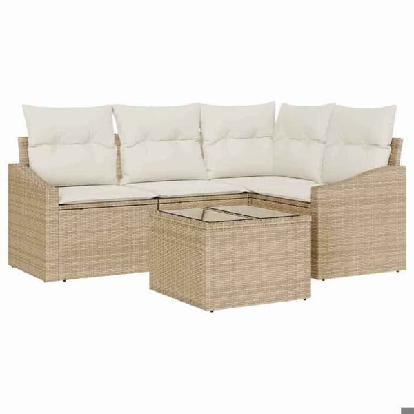 Maison Exclusive - 5-delt havemøbel sæt i beige og creme polyrotin