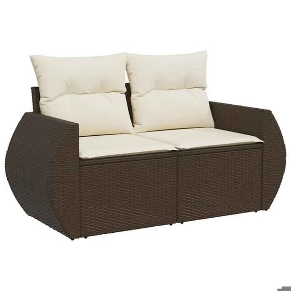 Maison Exclusive - Trädgårdsmöbler med kuddar 7 delar brun flätad resin