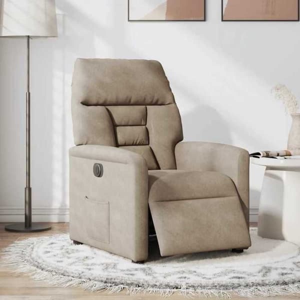 Maison Exclusive - Elektrisk vippe stol taupe mikrofiber stof